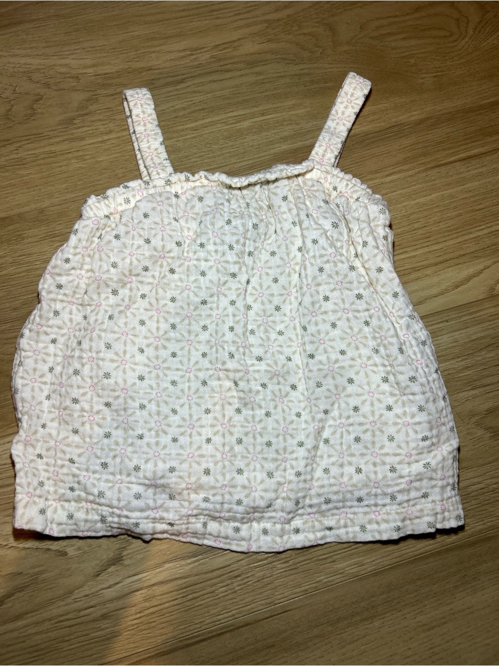 Carter's Cream Floral Eyelet Tank Top with Pink Accents